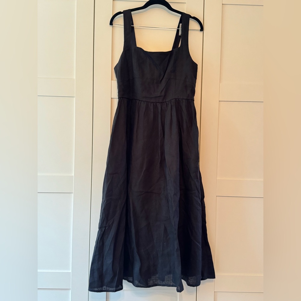 Quince linen Elegant Black Midi Dress size Large NWT - Picture 4 of 10